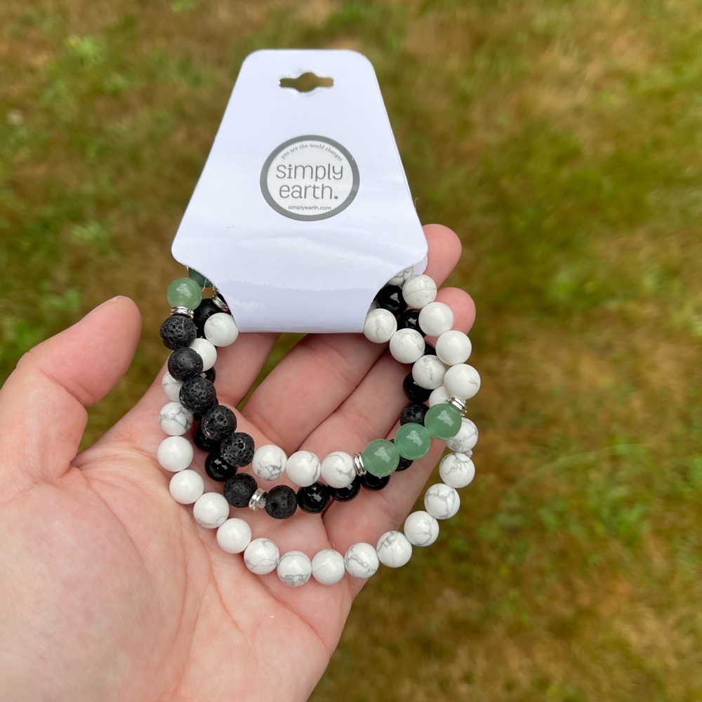 Simply Earth Obsidian & Aventurine Lava Bead Diffuser Bracelet Set